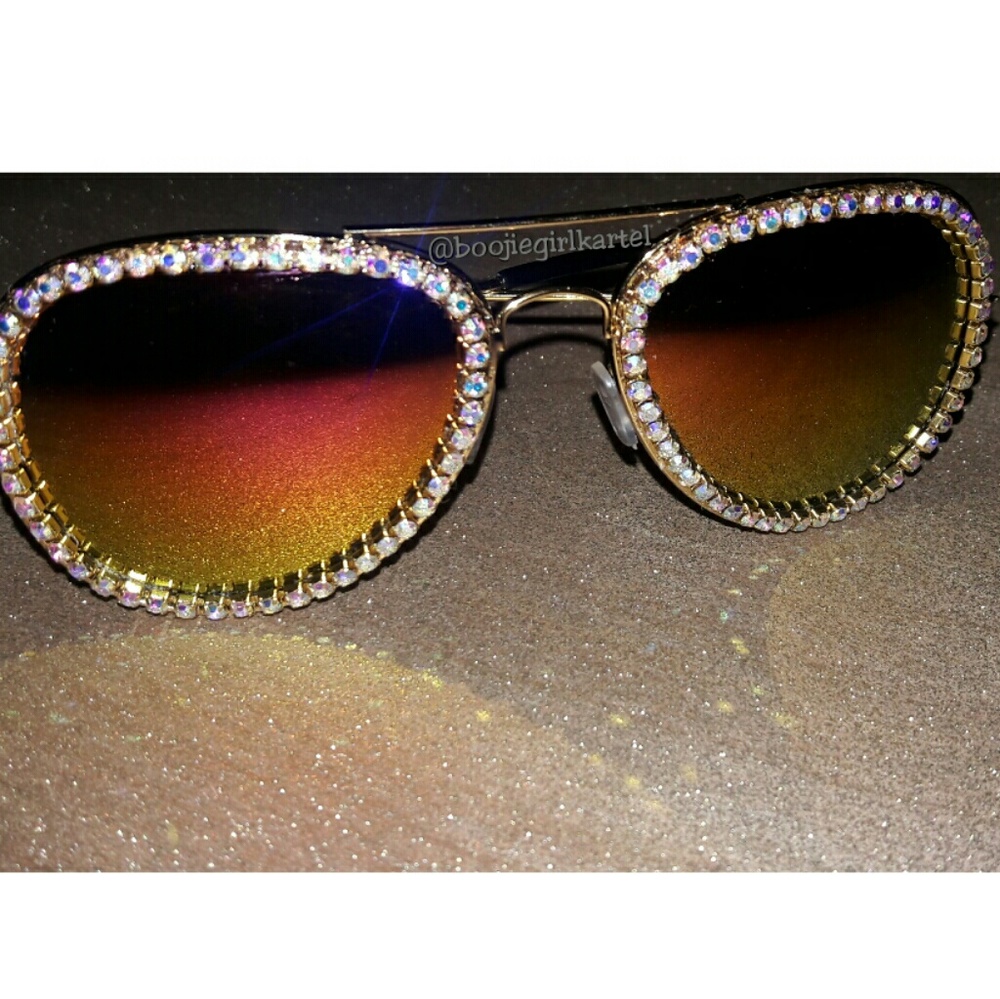❤❤Custom Rhinestone Aviator Sunglasses
